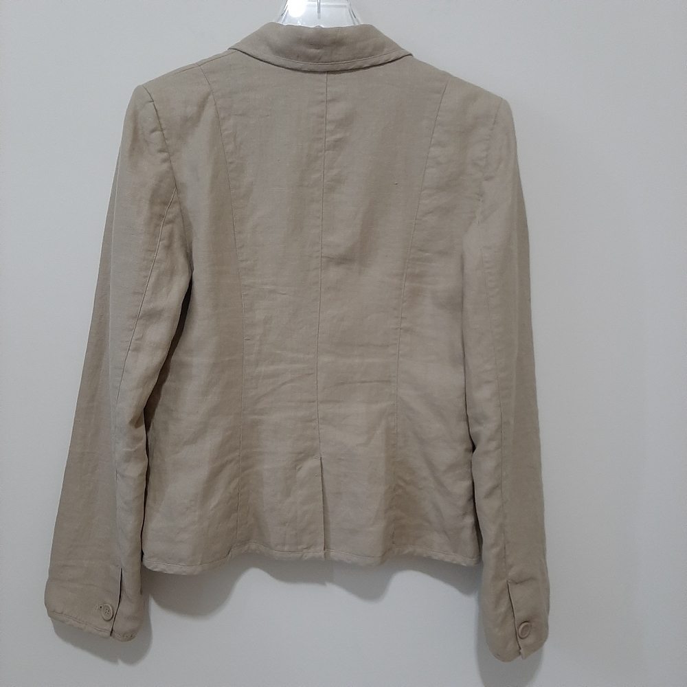 H&M Khaki Tan Linen Blazer Size 10 - Picture 3 of 11